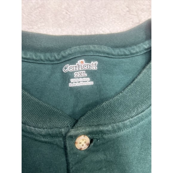 Carhartt Henley Workwear Pocket T-Shirt Mens Size 2XL Green Short Sleeve K84-HTG - Picture 3 of 6
